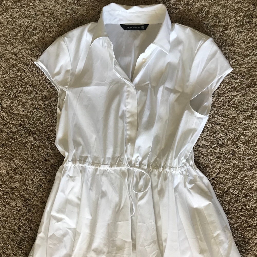 Cute Zara Stretchy White Blouse Top